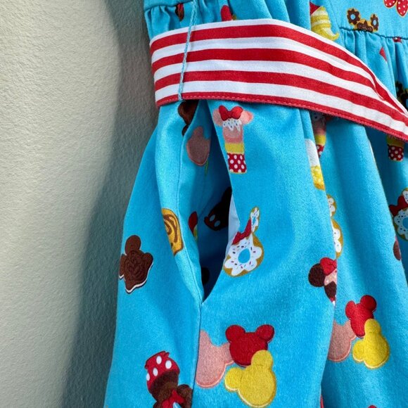 DISNEY PARKS Mickey Minnie Snacks Dress Girls L 12 Disney Dress Shop Food Icons - Picture 5 of 10